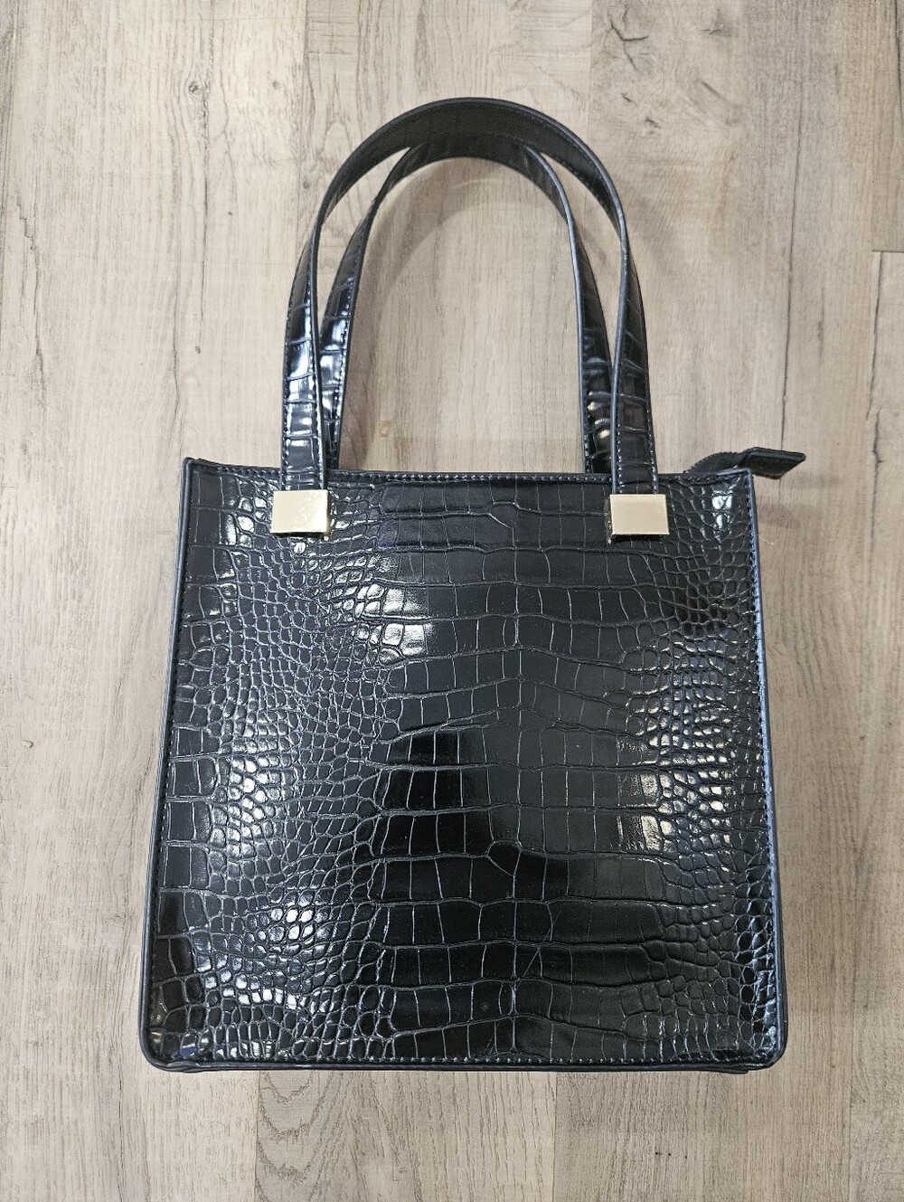 Classic Croc-Embossed Black Tote Bag. New Without Tags.